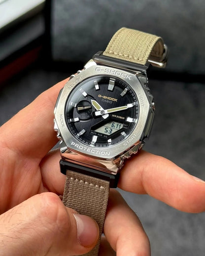 G-SHOCK 2100 D SILVER Dial Brown Strap Watch