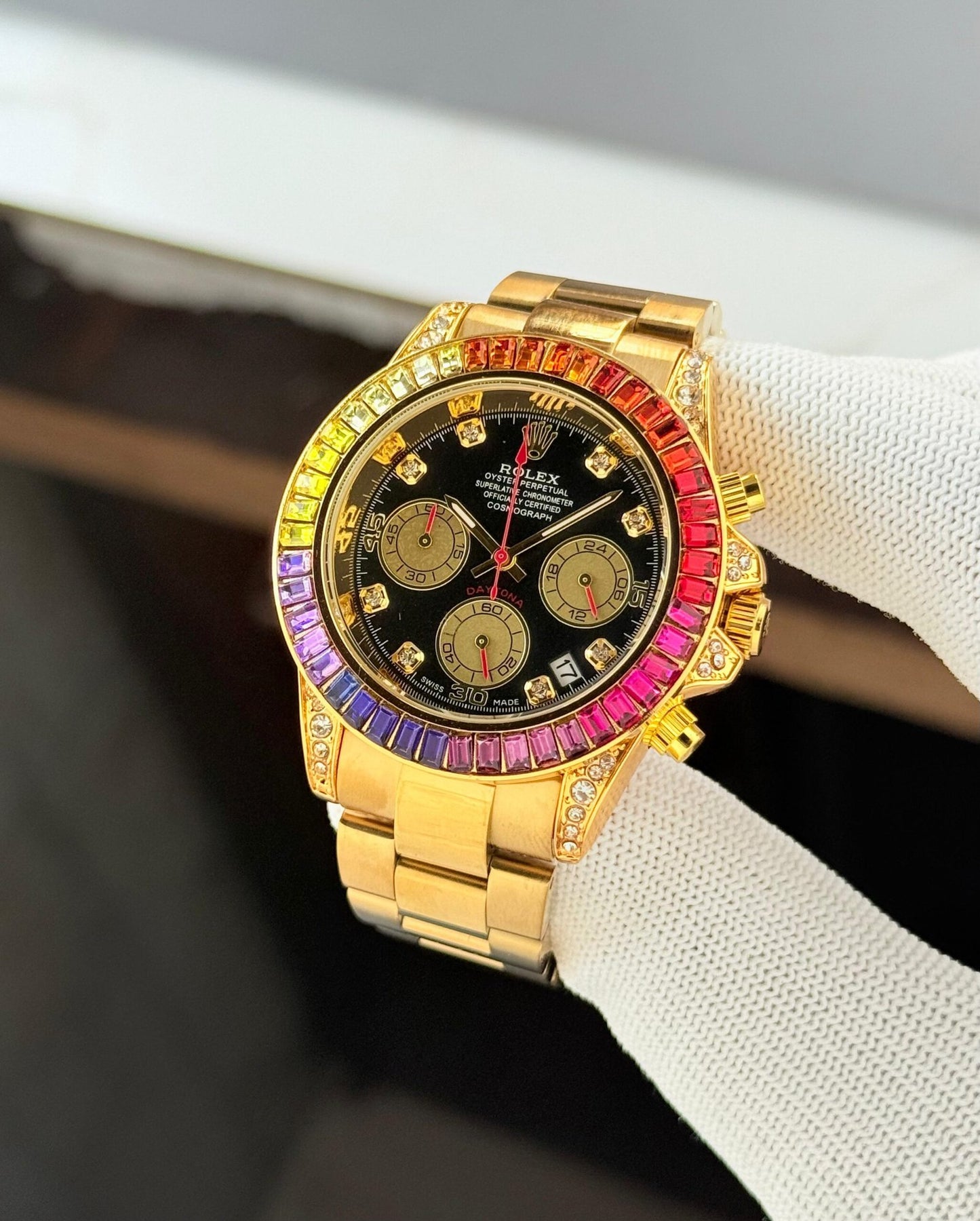 Rolex Rainbow Daytona Gold Tone Automatic Japanese Master Quality Men’s Watch