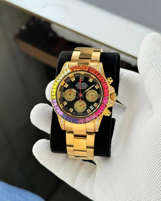 Rolex Rainbow Daytona Gold Tone Automatic Japanese Master Quality Men’s Watch