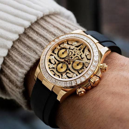 Rolex Eye Of Tiger Gold Diamond-Style Chronograph Watch