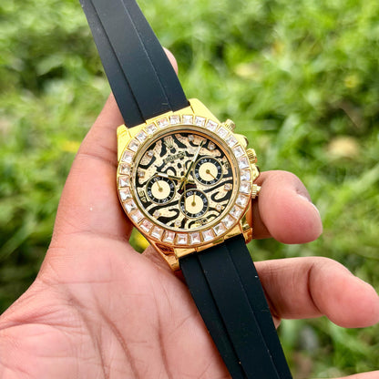 Rolex Eye Of Tiger Gold Diamond-Style Chronograph Watch