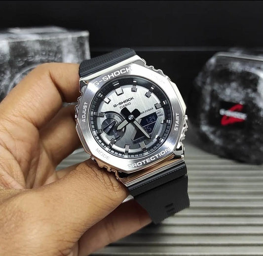 G-Shock GM-2100 Silver Gray Silicon Black Strap Generic